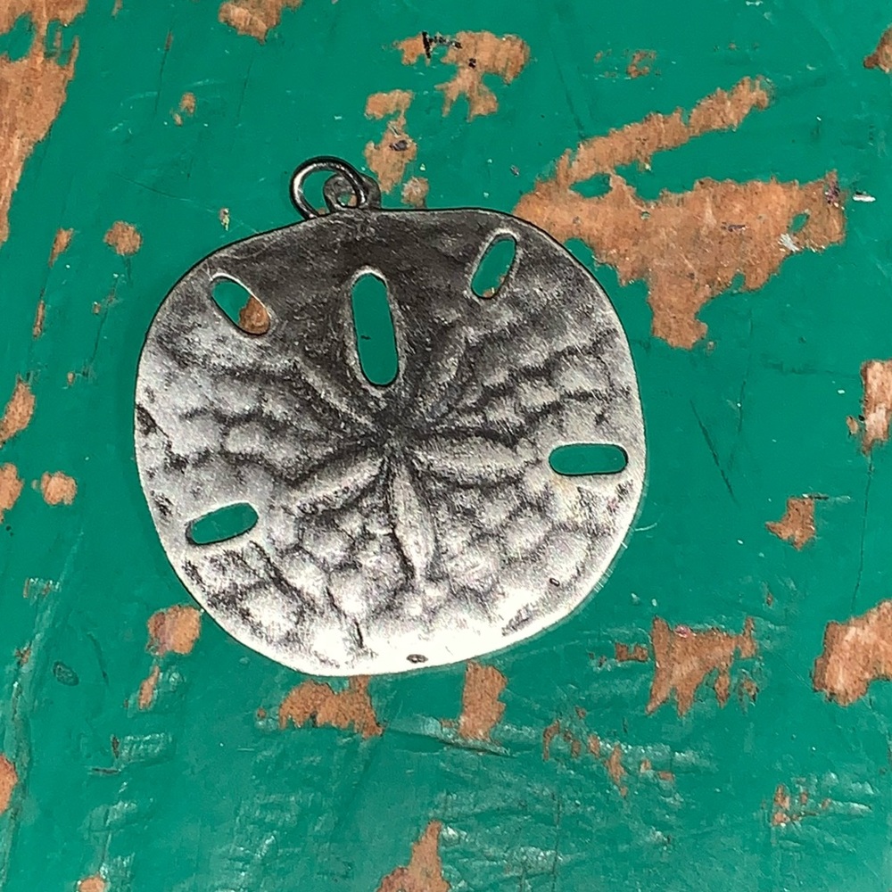 Vintage artisan pewter sand dollar pendant